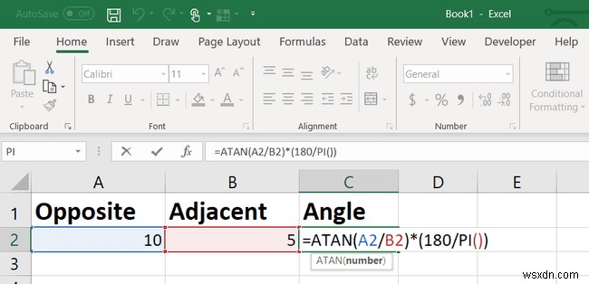 Excel TAN Function: How to Find the Tangent Angle