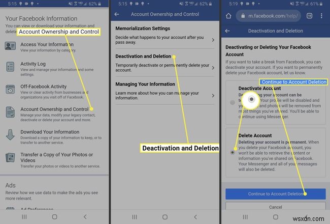 How to Delete a Facebook Account on Android