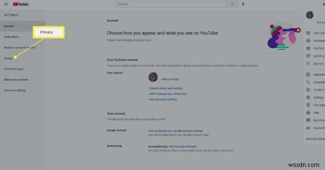 YouTube Privacy Settings