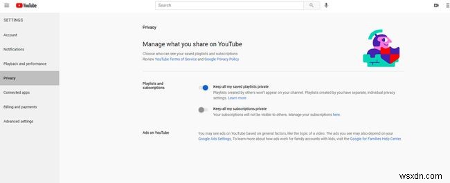 YouTube Privacy Settings