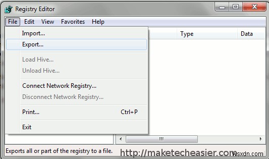 How to Backup Registry in Windows 7