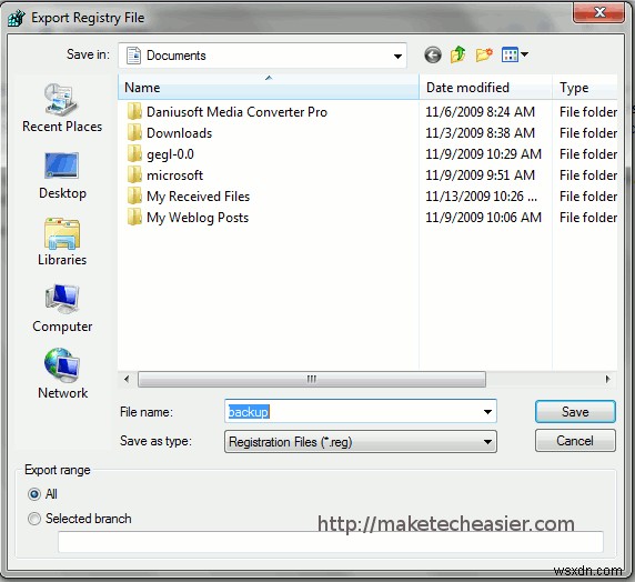 How to Backup Registry in Windows 7