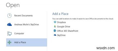 Adding Dropbox and Google Drive to Microsoft Office 2013