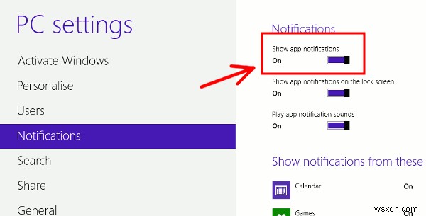 How to Disable Toast Notifications in Windows 8