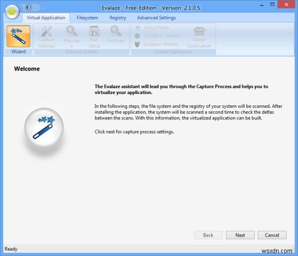 Using Evalaze to Virtualize Windows Applications