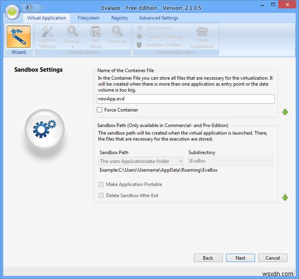 Using Evalaze to Virtualize Windows Applications