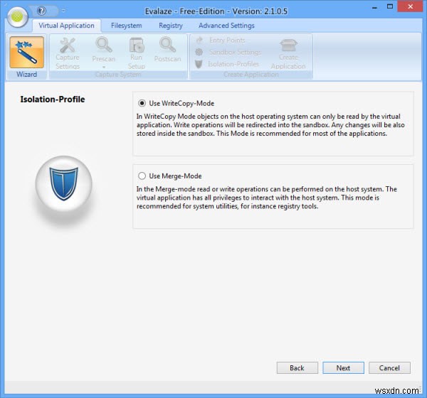 Using Evalaze to Virtualize Windows Applications