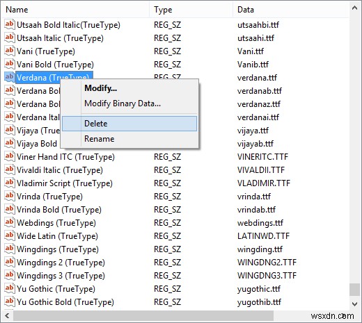 How to Delete Fonts using the Windows Registry