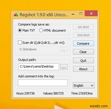 Easily Monitor Windows Registry Changes with Regshot