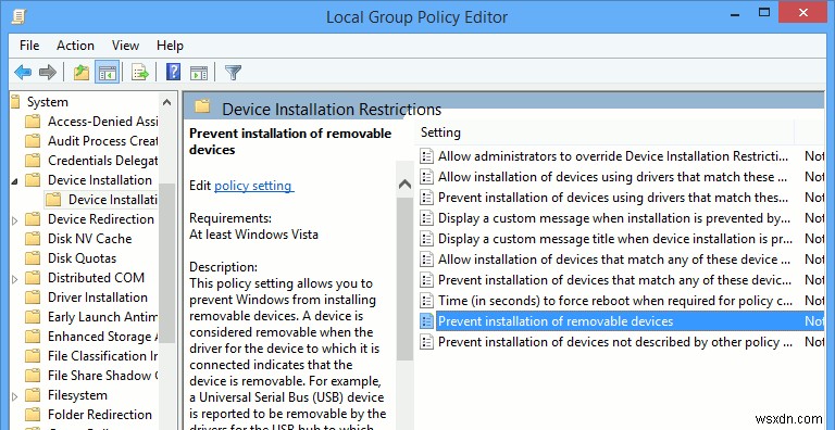 How to Prevent Users From Installing Removable Devices in Windows