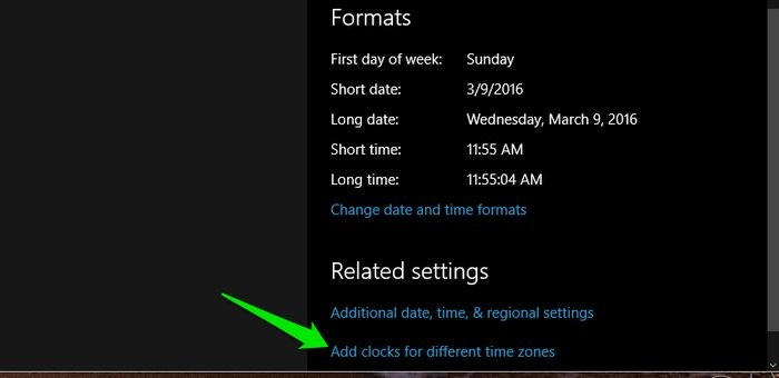 Add Multiple Clocks in Windows 10 for Different Time Zones