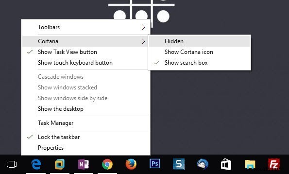 How to Remove Cortana Search Bar and Task View Icon from Windows 10 Taskbar