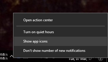 How to Enable or Disable Action Center App Icons in Windows 10
