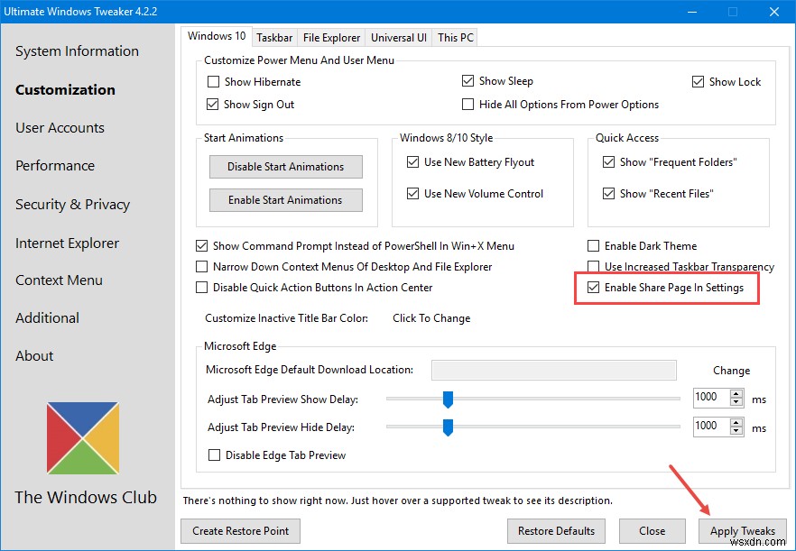How to Enable “Share Settings” Option in the Windows 10 Settings App