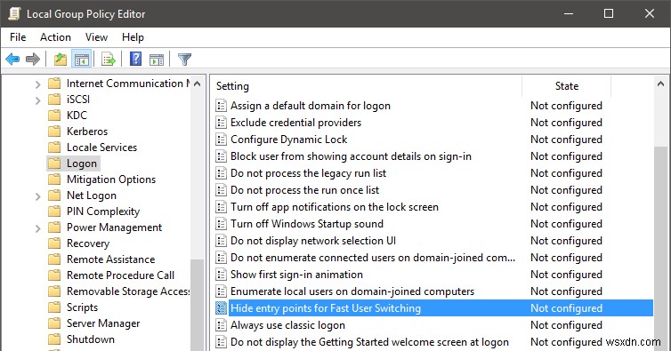 How to Disable Fast User Switching in Windows 10