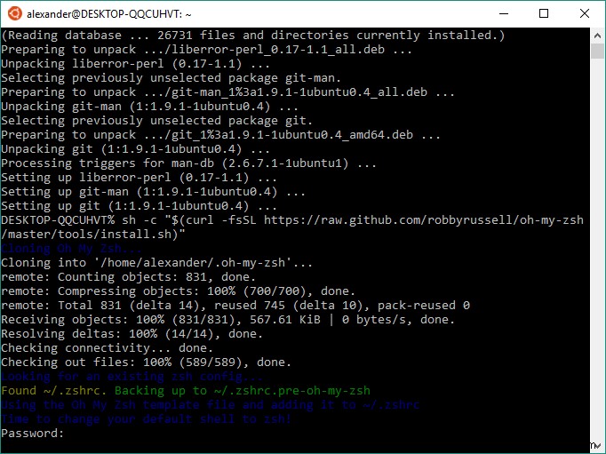 How to Install zsh and Oh My Zsh in Windows 10