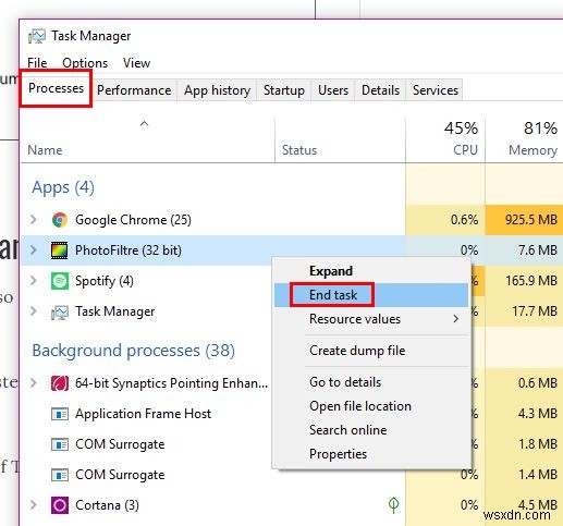 How to Close Unreponsive Apps in Windows 10