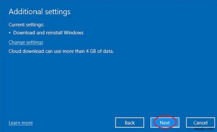 Using The Windows 10 Factory Reset Cloud Option
