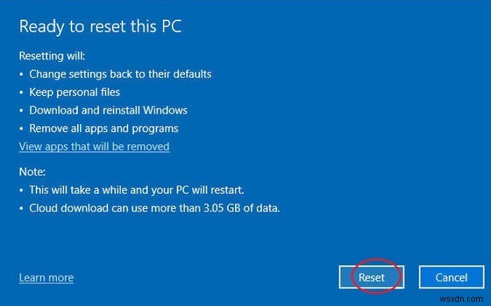 Using The Windows 10 Factory Reset Cloud Option