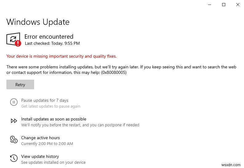 Getting “Your Device is Missing Important Security and Quality Fixes” on Windows 10?