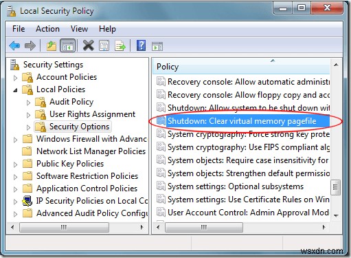 Force Windows 7 to Clear Virtual Memory Pagefile at Shutdown