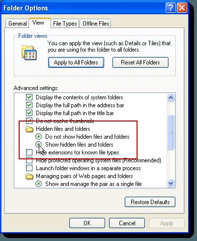 Fix Missing or Corrupted Hidden Files and Folders Option in Windows