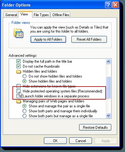 Fix Missing or Corrupted Hidden Files and Folders Option in Windows