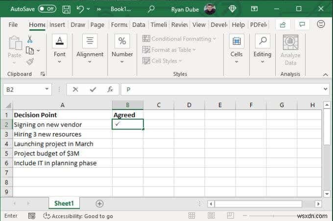 4 Ways to Use a Check Mark in Excel