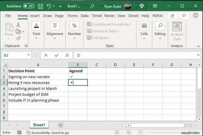 4 Ways to Use a Check Mark in Excel