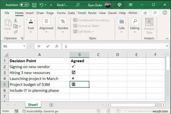 4 Ways to Use a Check Mark in Excel