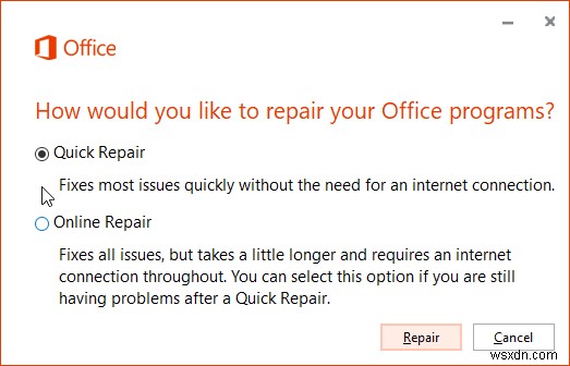 Troubleshoot and Fix Office Problems with Repair