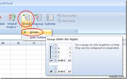 Group Rows and Columns in an Excel Worksheet