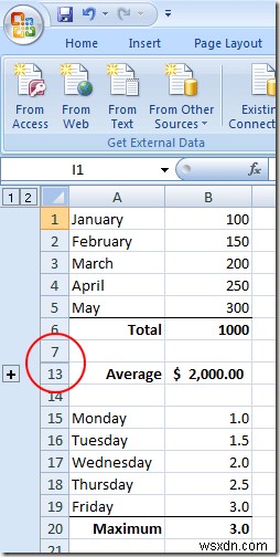 Group Rows and Columns in an Excel Worksheet