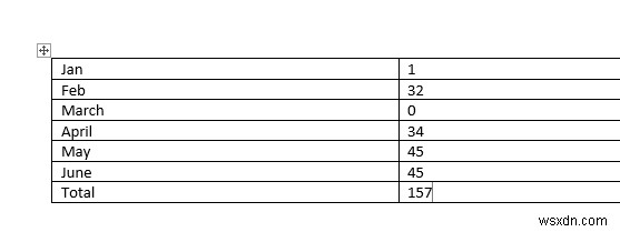 Sum a Table Column in Word