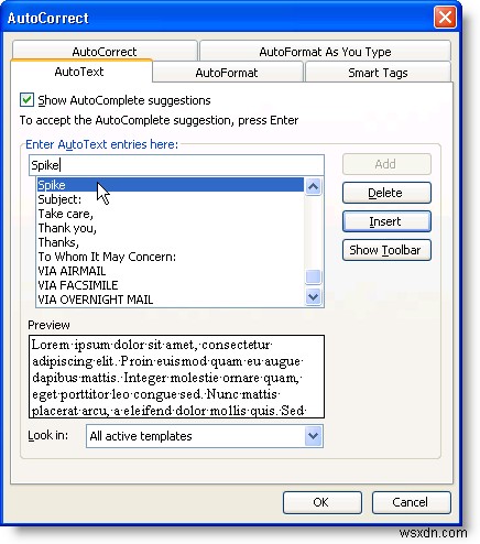 Use Spike to Cut and Paste Multiple Text Items in Word