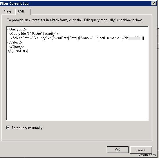 How to Filter Event Logs by Username in Windows 2008 and higher