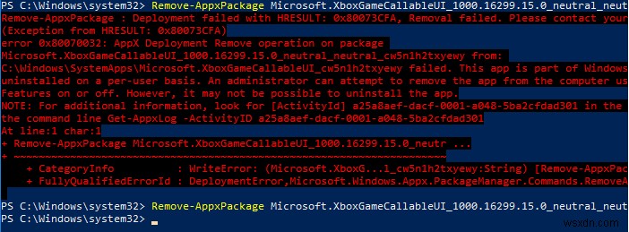 Error 0x80073CFA: Can’t Uninstall Apps using Remove-AppxPackage in Windows 10