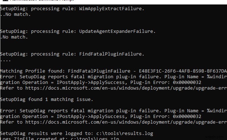 Using SetupDiag.exe to Diagnose Windows 10 Upgrade Errors