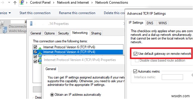 Windows 10: No Internet Connection After Connecting to VPN Server