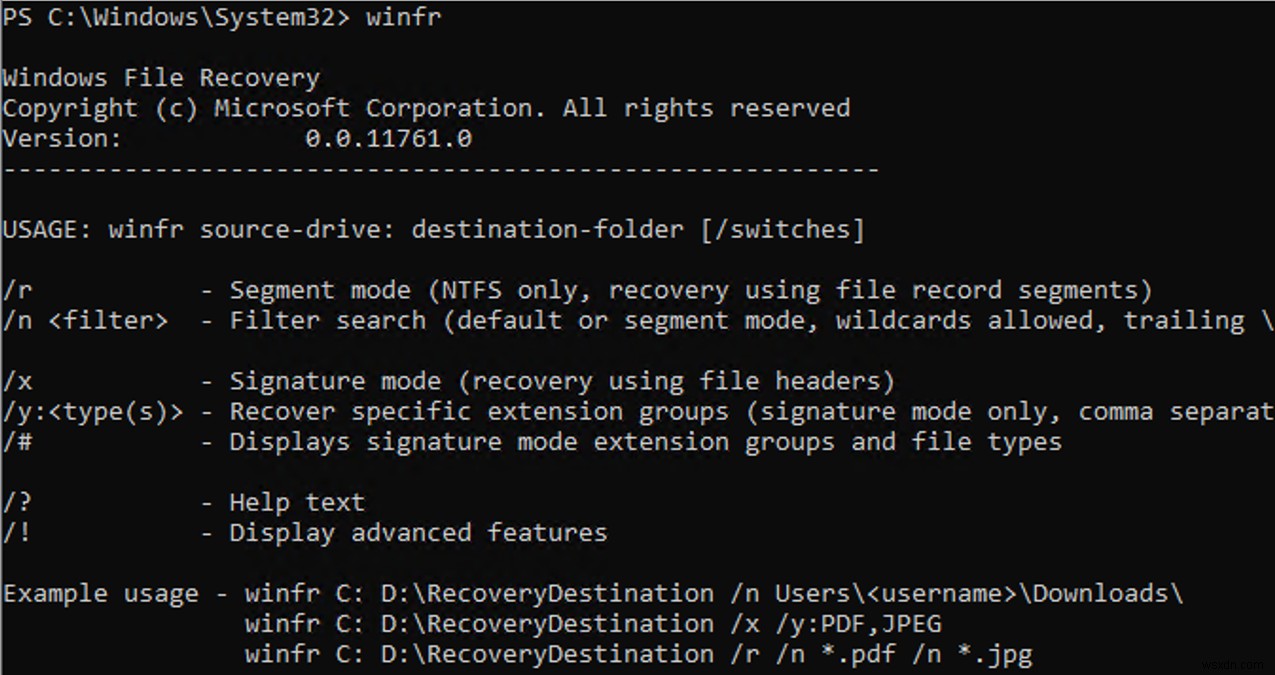 Using Windows File Recovery Tool (WINFR) on Windows 10