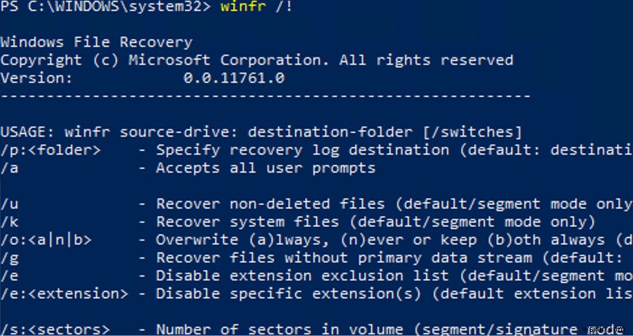 Using Windows File Recovery Tool (WINFR) on Windows 10