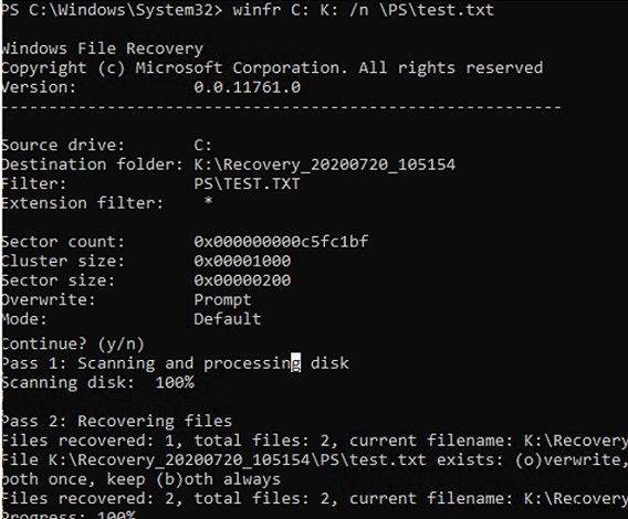 Using Windows File Recovery Tool (WINFR) on Windows 10