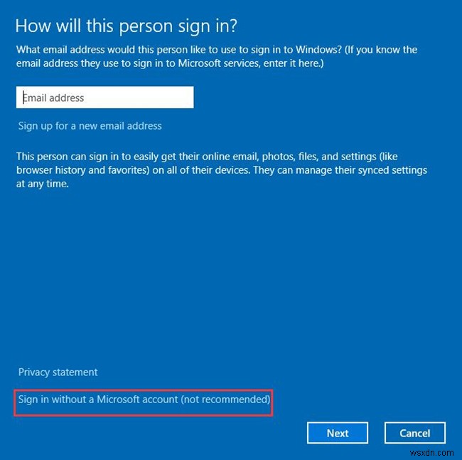 Windows 10 Cannot Add a New User to This PC