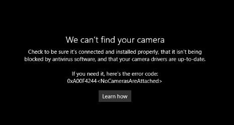 Fix 0xA00F4244 NoCamerasAreAttached Camera Error
