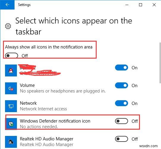 How to Show or Hide Windows Defender Icon in Notification Area