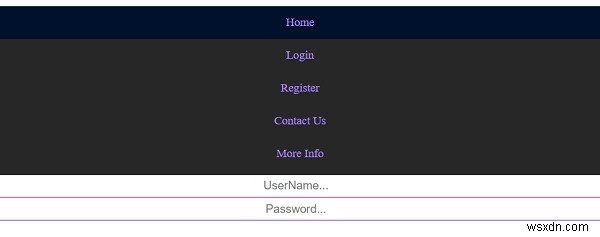 How to create a responsive navigation menu with a login form inside it?