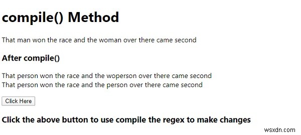 JavaScript compile() Method
