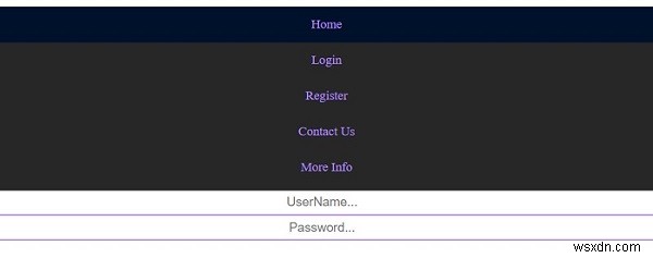 How to create a responsive navigation menu with a login form inside of it with HTML and CSS?