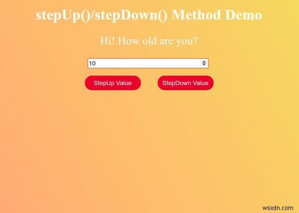 HTML DOM Input Number stepDown() Method