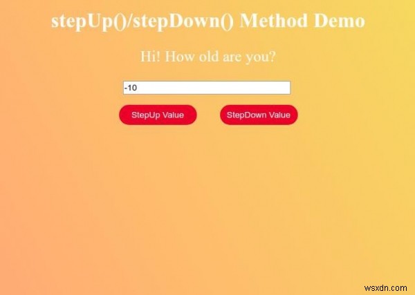 HTML DOM Input Number stepDown() Method